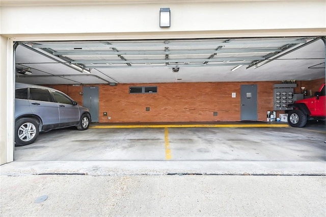 garage with a garage door opener