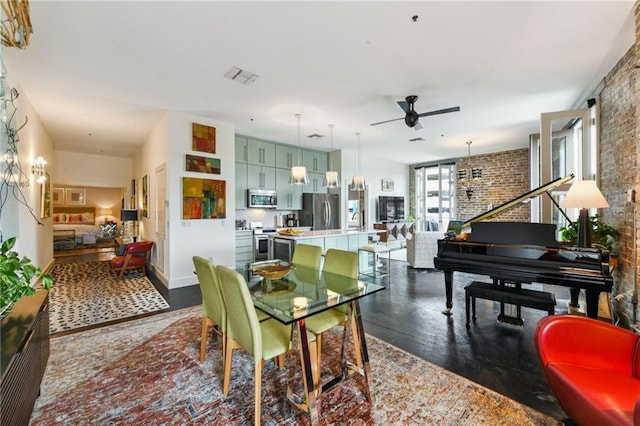 dining room featuring ceiling fan