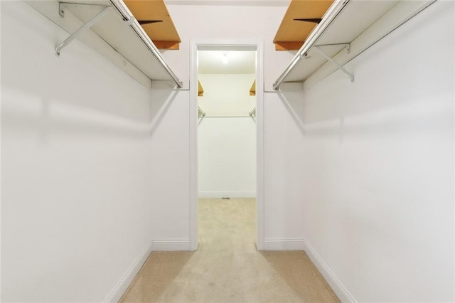 spacious closet with light colored carpet