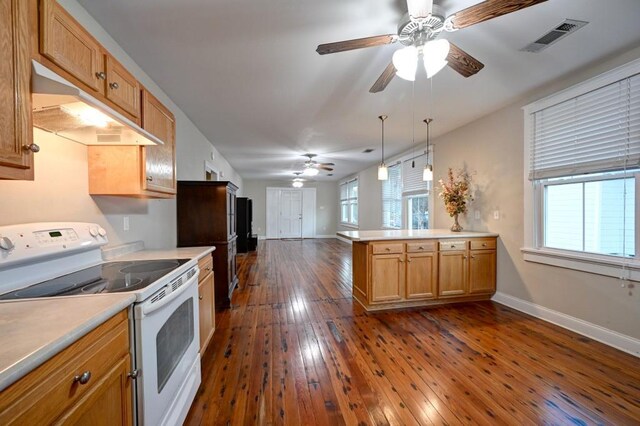 unfurnished living room featuring wood-type flooring and ceiling fan