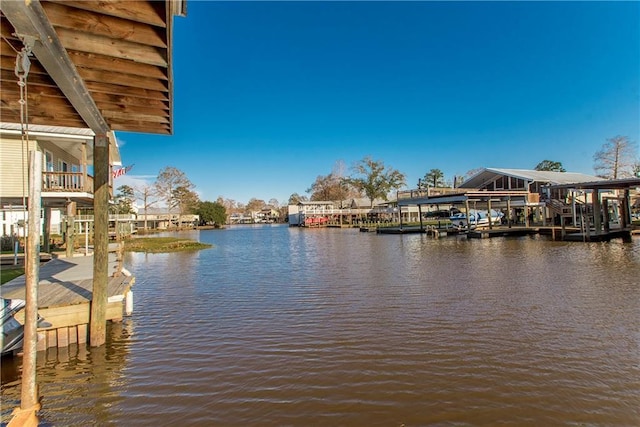 dock area featuring a water view