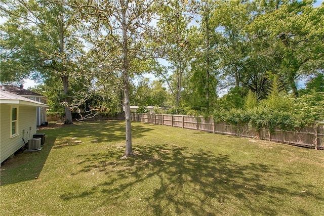 view of yard featuring central AC