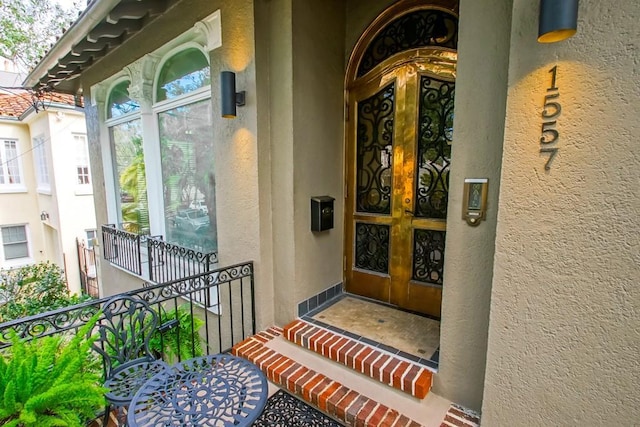 view of exterior entry with french doors