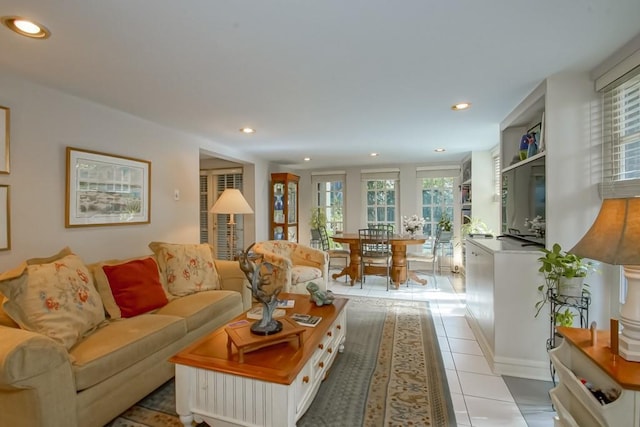 view of tiled living room