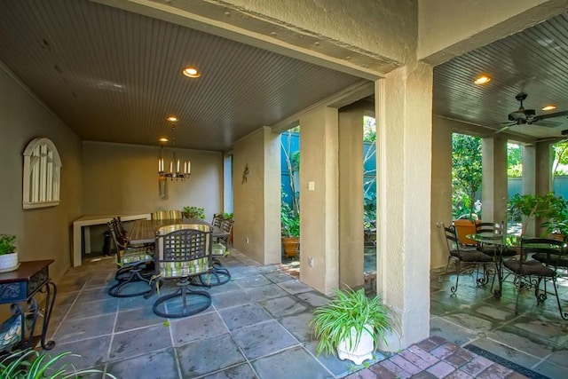 view of patio with ceiling fan