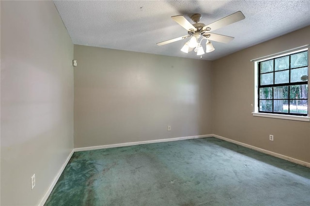 66436 Bruce Rd, Pearl River, LA 70452 - empty room featuring baseboards, a textured ceiling, carpet floors, and ceiling fan