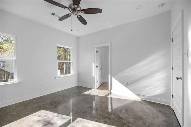 spare room featuring ceiling fan