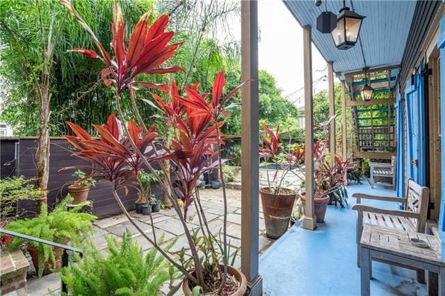 balcony with a patio