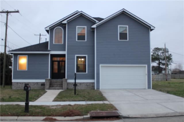 view of property with a garage