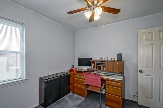 office with ceiling fan and a healthy amount of sunlight