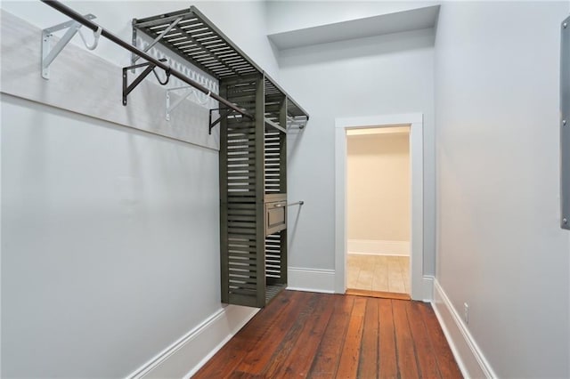 spacious closet with hardwood / wood-style flooring