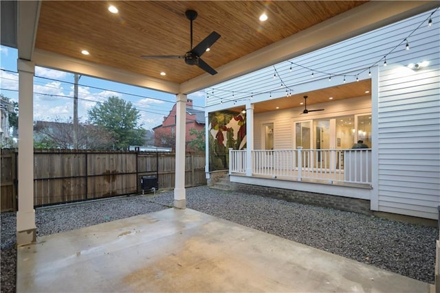 view of patio / terrace with ceiling fan