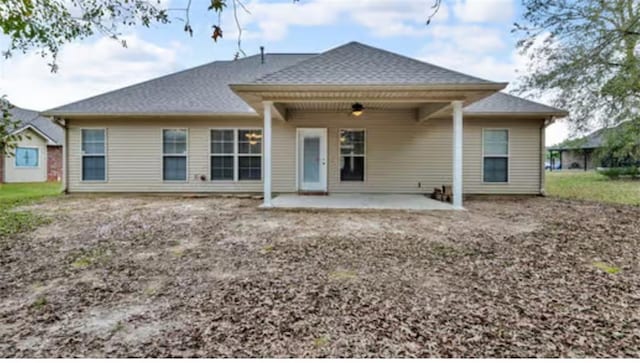 back of house featuring a patio area and ceiling fan