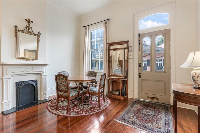 foyer featuring dark wood-type flooring