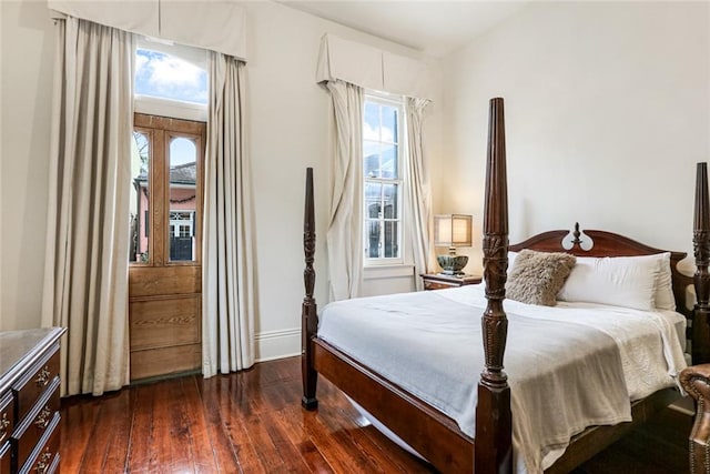 bedroom featuring dark hardwood / wood-style floors