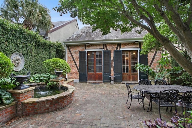 view of patio / terrace featuring french doors