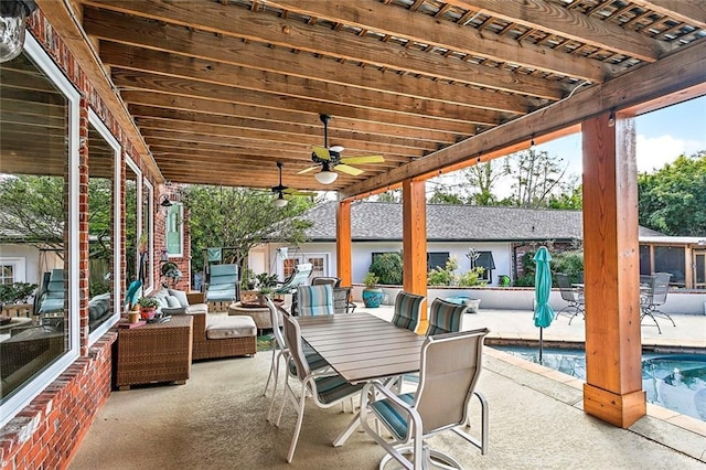 112 Bayou Perez Dr, Madisonville, LA 70447 - view of patio / terrace with an outdoor pool, a ceiling fan, and outdoor dining area