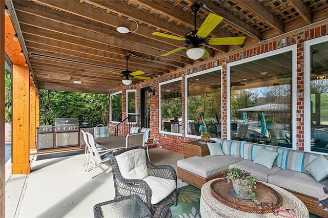 112 Bayou Perez Dr, Madisonville, LA 70447 - view of patio / terrace with ceiling fan, an outdoor hangout area, and outdoor dining space