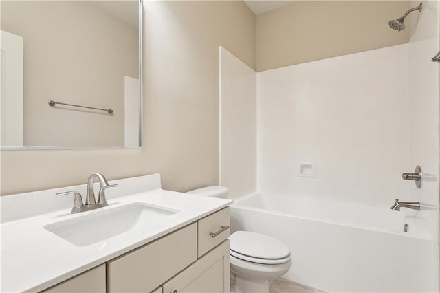 full bathroom with toilet, shower / bathtub combination, and vanity