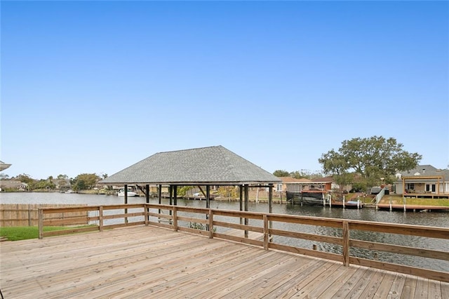 dock area featuring a water view