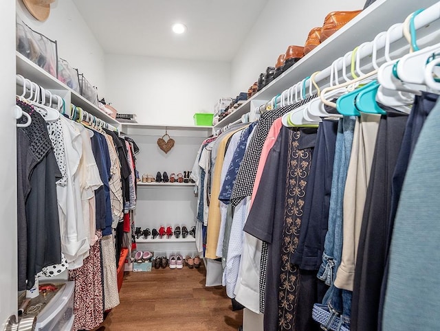 walk in closet featuring hardwood / wood-style floors