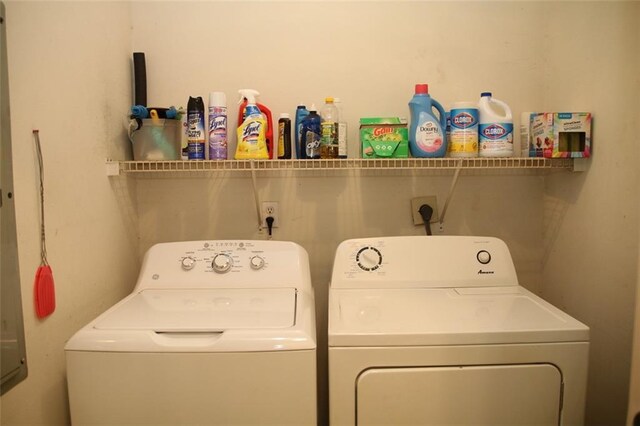 clothes washing area with independent washer and dryer