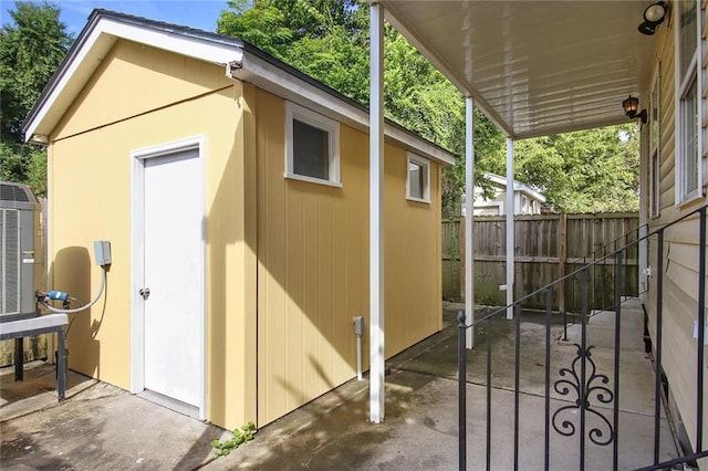 view of outdoor structure with central AC