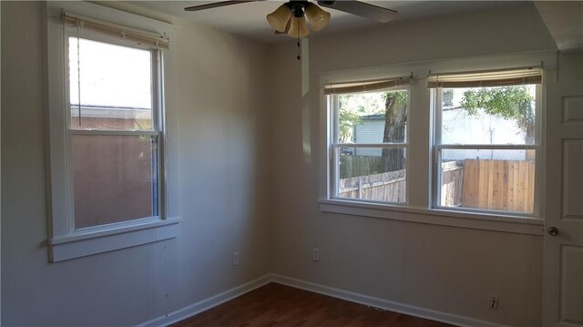 spare room with a healthy amount of sunlight and dark hardwood / wood-style floors