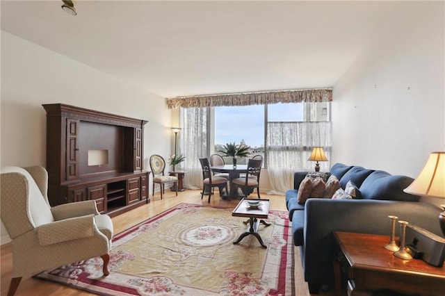 living room with light wood-type flooring
