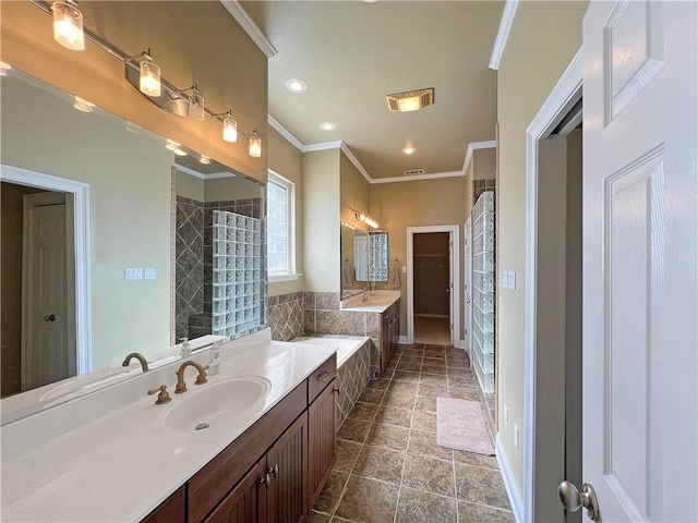 bathroom featuring vanity and crown molding