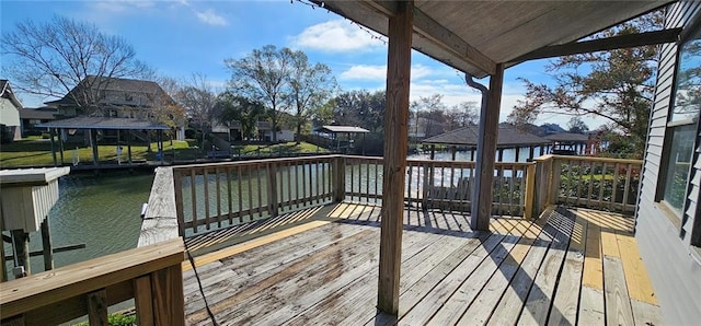 4410 San Remo Rd, New Orleans, LA 70129 - wooden terrace with a water view, a residential view, and a boat dock