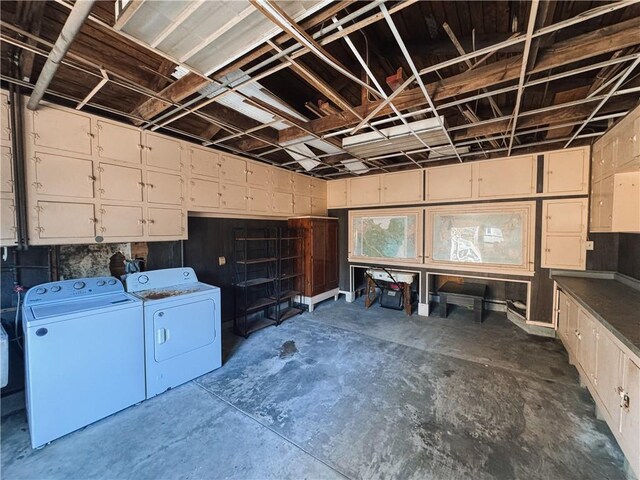 basement with separate washer and dryer