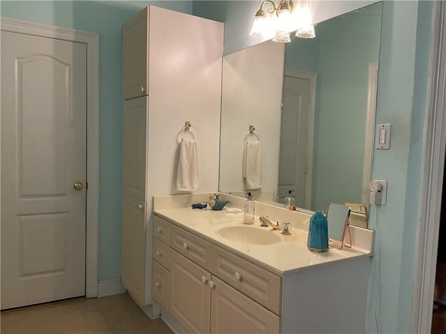 bathroom featuring vanity and tile patterned flooring