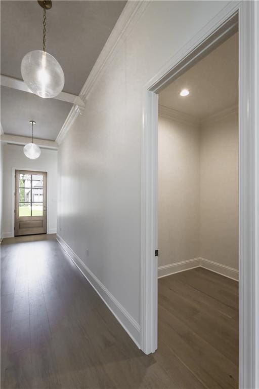 5044 Twin River Pl, Covington, LA 70433 - hall with ornamental molding, baseboards, and wood finished floors