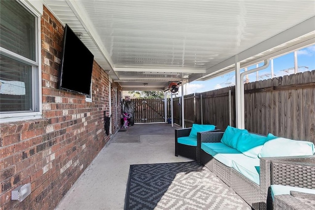 view of patio featuring an outdoor living space