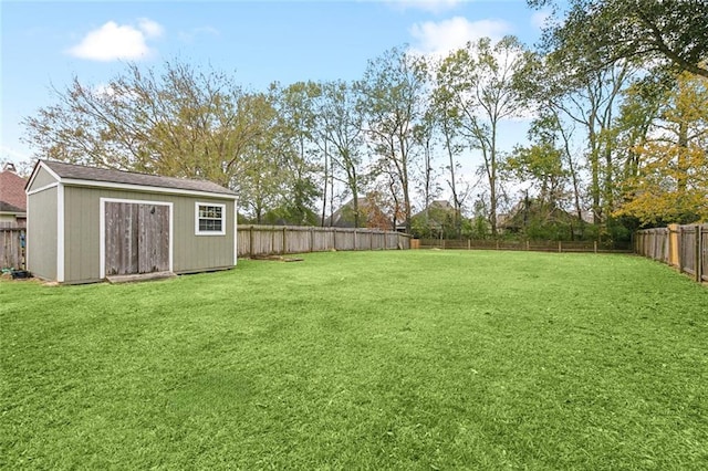 view of yard with a storage unit