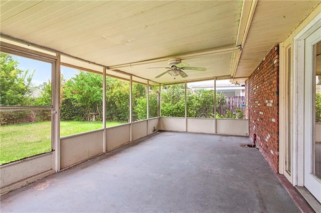 view of unfurnished sunroom