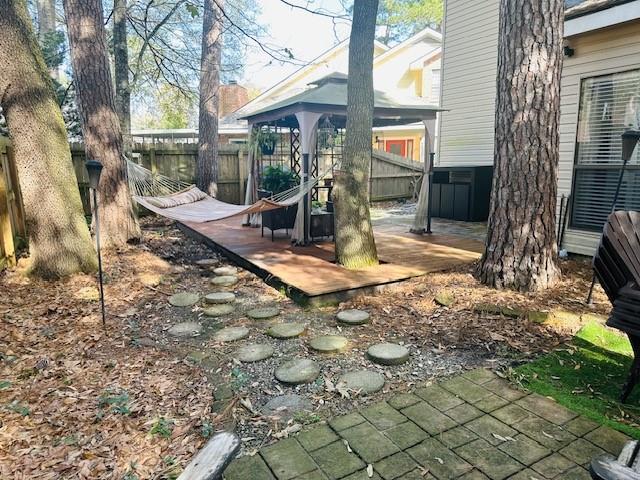 exterior space with a patio area and a gazebo