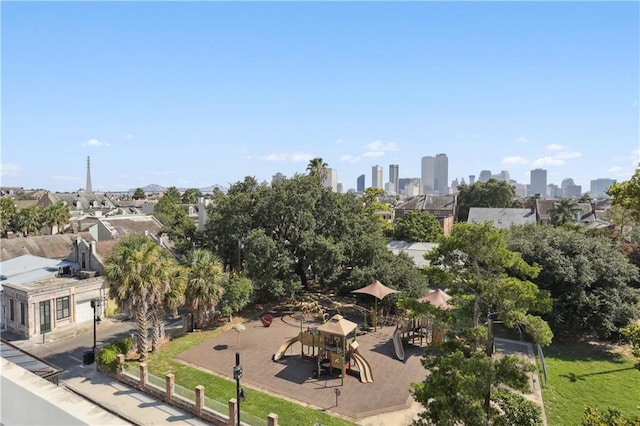 aerial view featuring a city view
