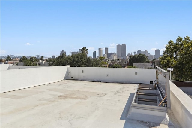 view of patio / terrace featuring a view of city