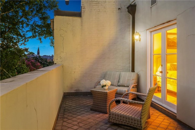balcony with french doors and visible vents