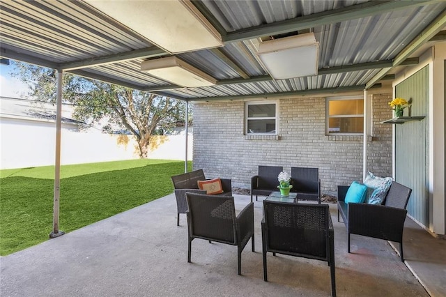 view of patio / terrace featuring an outdoor living space