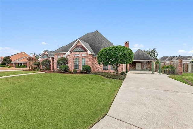 view of front facade with a front lawn