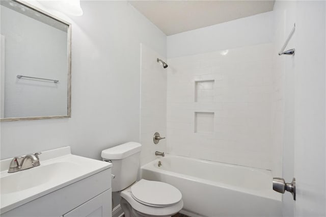 full bathroom featuring toilet, vanity, and shower / tub combination