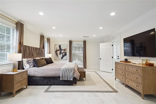 bedroom featuring crown molding