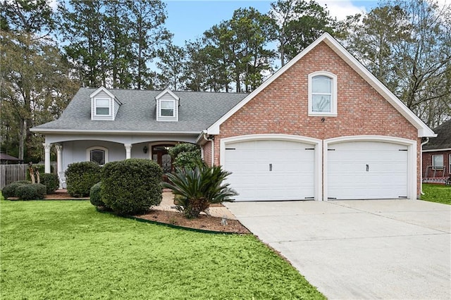 view of front of home featuring a garage and a front lawn