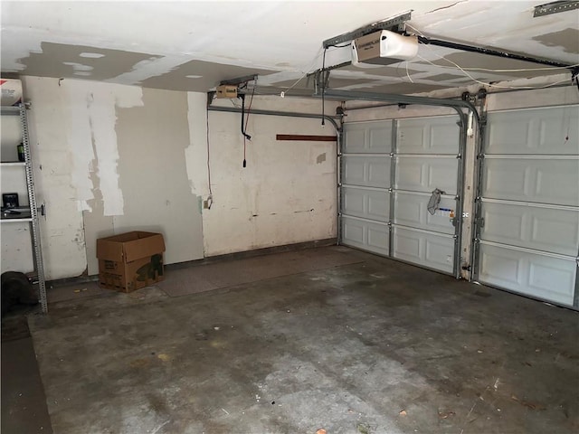 garage with a garage door opener