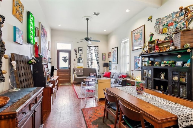 interior space featuring ceiling fan and wood-type flooring