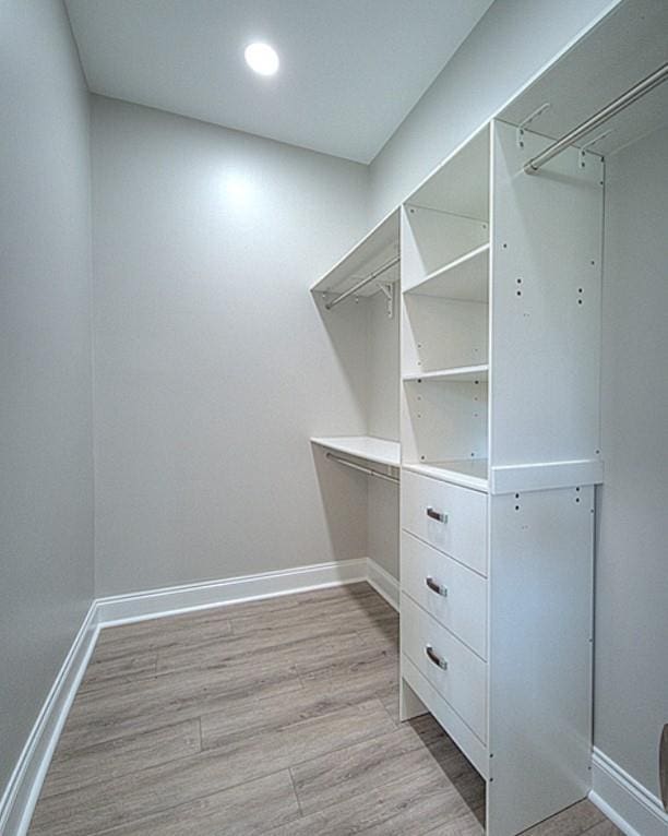 spacious closet featuring light wood-type flooring