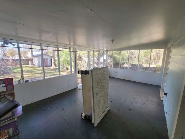 view of unfurnished sunroom